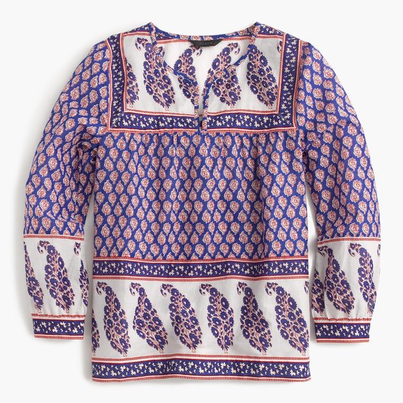 Top Mixed Paisley Print Red White Blue 0 2 4 XS - Picture 3 of 14